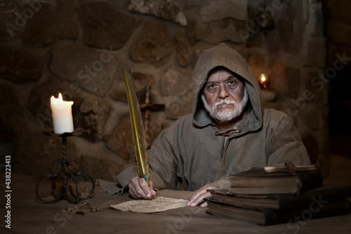 The medieval scribe in the monastery