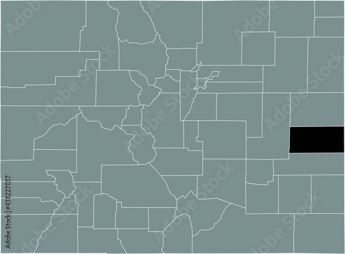 Black highlighted location map of the US Cheyenne county inside gray map of the Federal State of Colorado, USA