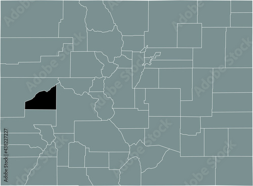 Black highlighted location map of the US Delta county inside gray map of the Federal State of Colorado, USA