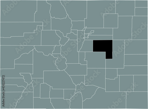 Black highlighted location map of the US Elbert county inside gray map of the Federal State of Colorado, USA
