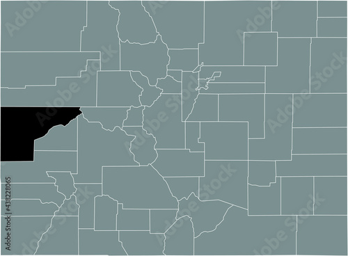 Black highlighted location map of the US Mesa county inside gray map of the Federal State of Colorado, USA