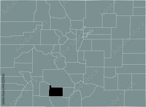 Black highlighted location map of the US Rio Grande county inside gray map of the Federal State of Colorado, USA