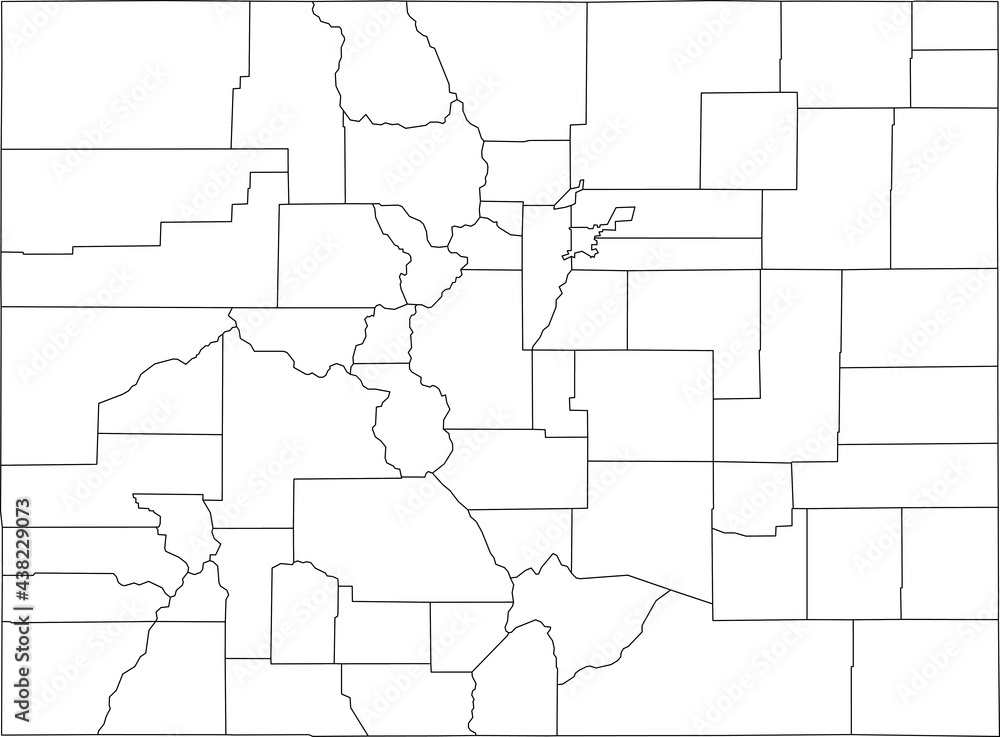 White blank vector map of the Federal State of Colorado, USA with black borders of its counties White blank vector map of the Federal State of Colorado, USA with black borders of its counties