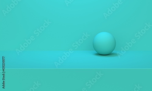 Abstract background turquoise sphere on the shelf. Backdrop design for product promotion. 3d rendering
