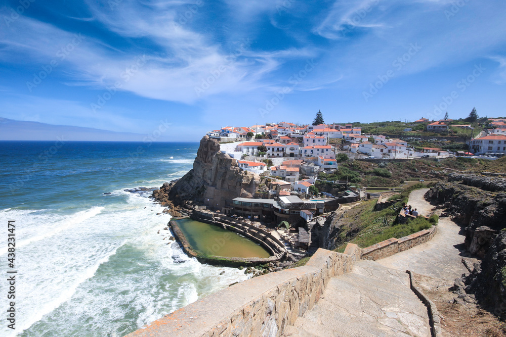 Panoramic View of Azenhas do Mar Beach in Sintra Portugal