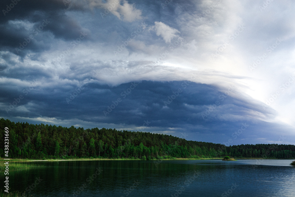 storm clouds over the lake