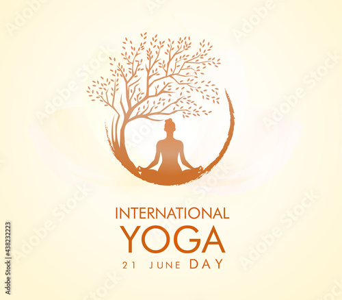 illustration of woman for 21 june-international yoga day web banner EPS10 vector.