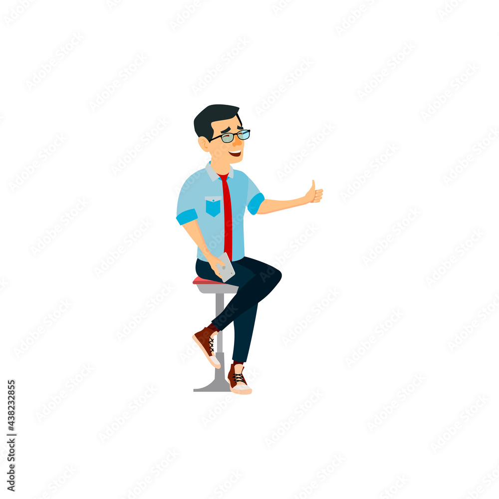 chinese business man approving project idea cartoon vector. chinese business man approving project idea character. isolated flat cartoon illustration