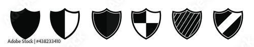 Free Download Black line shield icon set in vintage style. Protect shield security icons. Badge quality symbol, sign, logo, emblem. Vector illustration. - GFXLoad