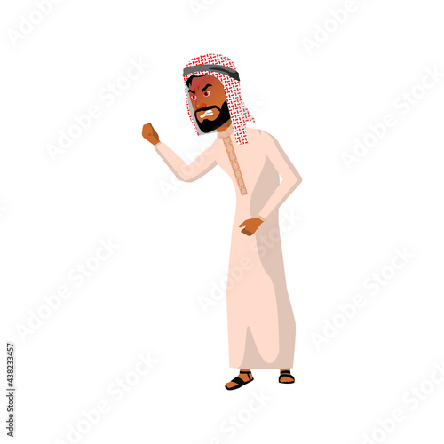 nervous arabic man threatening enemy cartoon vector. nervous arabic man threatening enemy character. isolated flat cartoon illustration