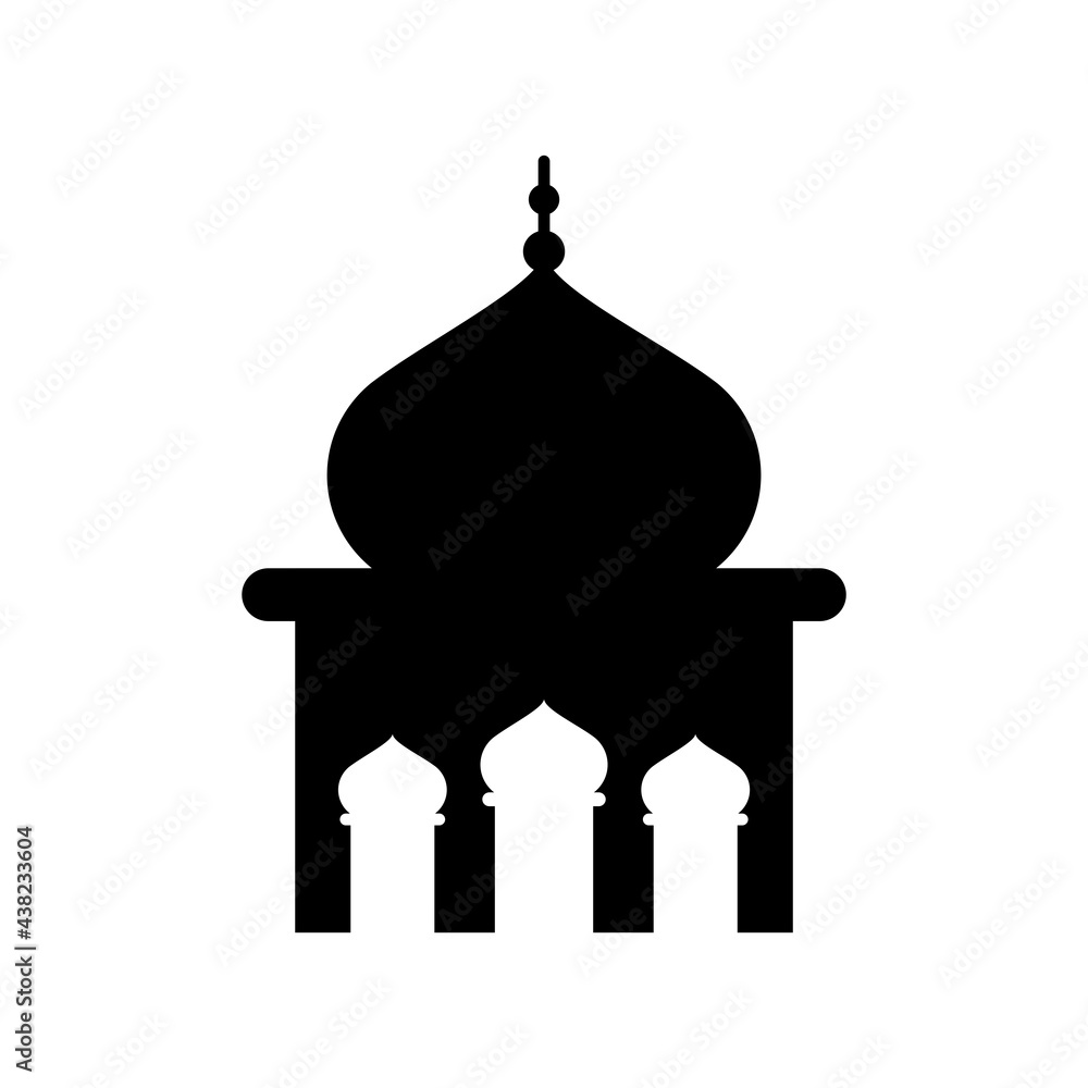 Masjid or musque icon. Filled icon. Silhouette. Black and white. For logo,icon,symbol and sign Masjid or musque icon. Filled icon. Silhouette. Black and white. For logo,icon,symbol and sign