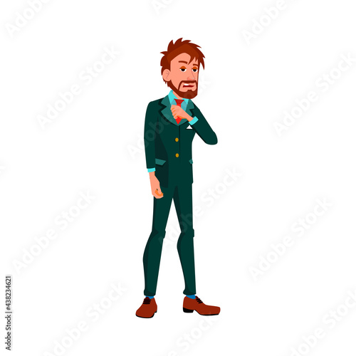 sad man telling about boring work cartoon vector. sad man telling about boring work character. isolated flat cartoon illustration