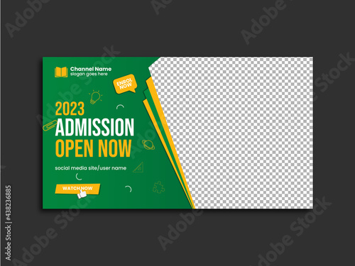 Kids School Admission YouTube thumbnail & video thumbnail template.