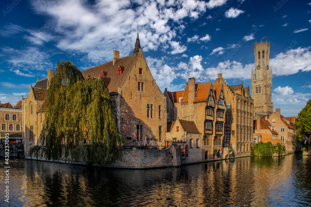 Very beautiful view of Bruges city, West Flanders, Belgium