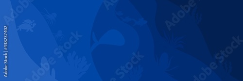 Photography deep blue ocean underwater world life animals hand-drawn digital illustration