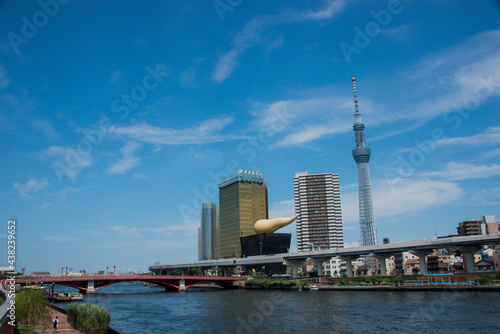 Sumida River and Tokyo Sky Tree Tower in Tokyo Japan