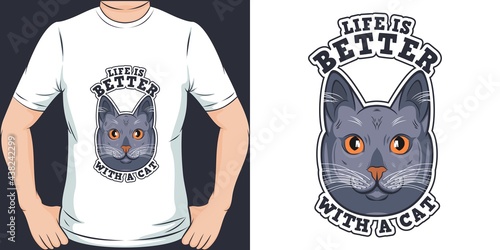 This Life is Better With a Cat design is perfect for print and merchandising.
You can print this design on a T-Shirt, Hoodie, Poster, Sticker, Pillow and more merchandising according to your needs.