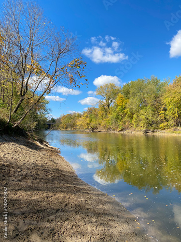 River in Nature with Blue Skies