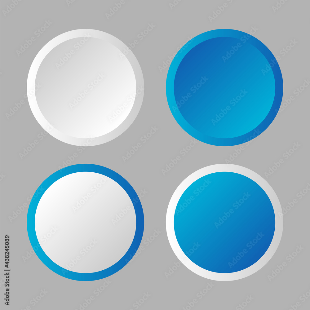 White and blue button in neomorphism style. Easy editable vector isolated illustration. White and blue button in neomorphism style. Easy editable vector isolated illustration.