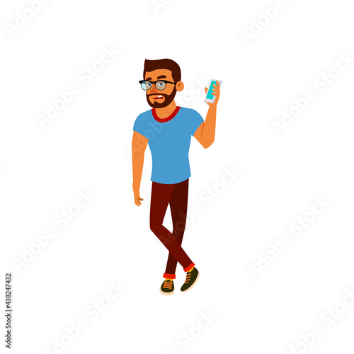 young man ignoring conversation with ceo on phone cartoon vector. young man ignoring conversation with ceo on phone character. isolated flat cartoon illustration