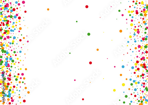 Yellow Confetti Christmas Texture. Round Cartoon Background. Multicolored Vector Dot. Orange Anniversary Circle Illustration.