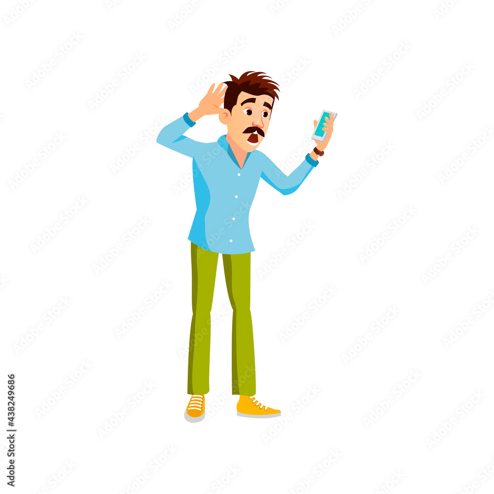 shocked man reading news on smartphone screen cartoon vector. shocked man reading news on smartphone screen character. isolated flat cartoon illustration shocked man reading news on smartphone screen cartoon vector. shocked man reading news on smartphone screen character. isolated flat cartoon illustration