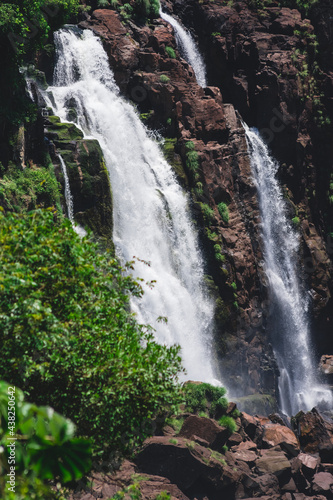 Two waterfalls together in Iguazu Falls