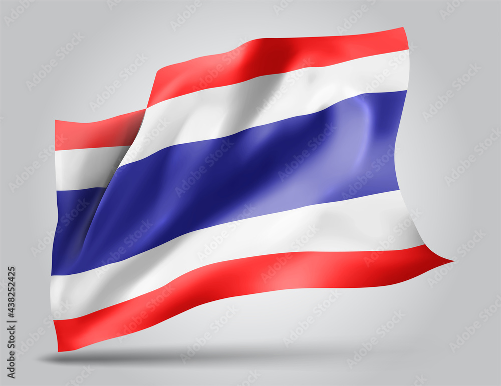 Naklejka premium thailand, vector 3d flag isolated on white background