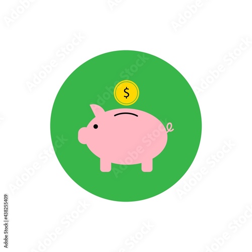 Piggy bank with dollar coin color line icon. Savings and banking vector outline colorful sign.