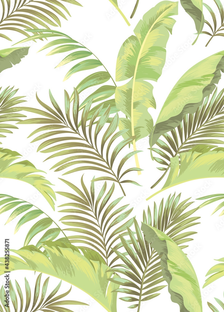 Tropical leaves vector pattern. summer botanical illustration for clothes, cover, print, illustration design. Tropical leaves vector pattern. summer botanical illustration for clothes, cover, print, illustration design.