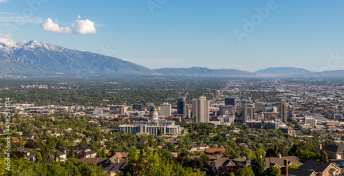 Salt Lake City, Utah, panorama with the Capital Building viewed from Ensign Peak