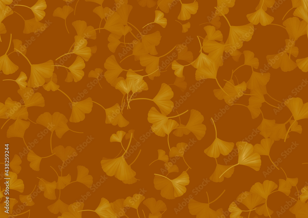 イチョウの葉っぱ横長背景素材