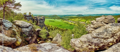 Saxon Switzerland - View from Pfaffenstein towards Königstein Fortress 