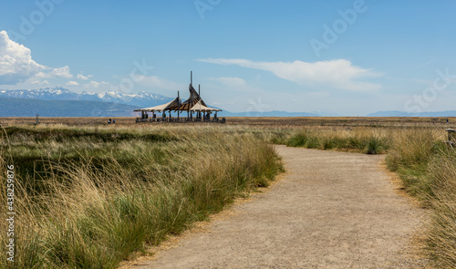Panoramic spring landscape at Great Salt Lake Shorelands Preserve in Utah