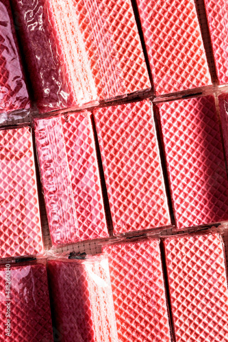 close up of packaged strawberry wafers photo