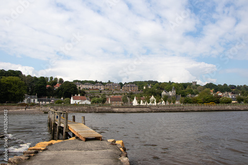 Culross Old Pier and village view, Culross, Dunfermline,  Scotland photo