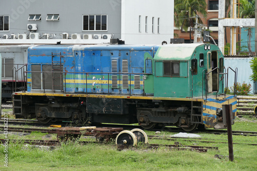 Old railroad shunter in northeastern Brazil, Fortaleza, Ceara state, Brazil.