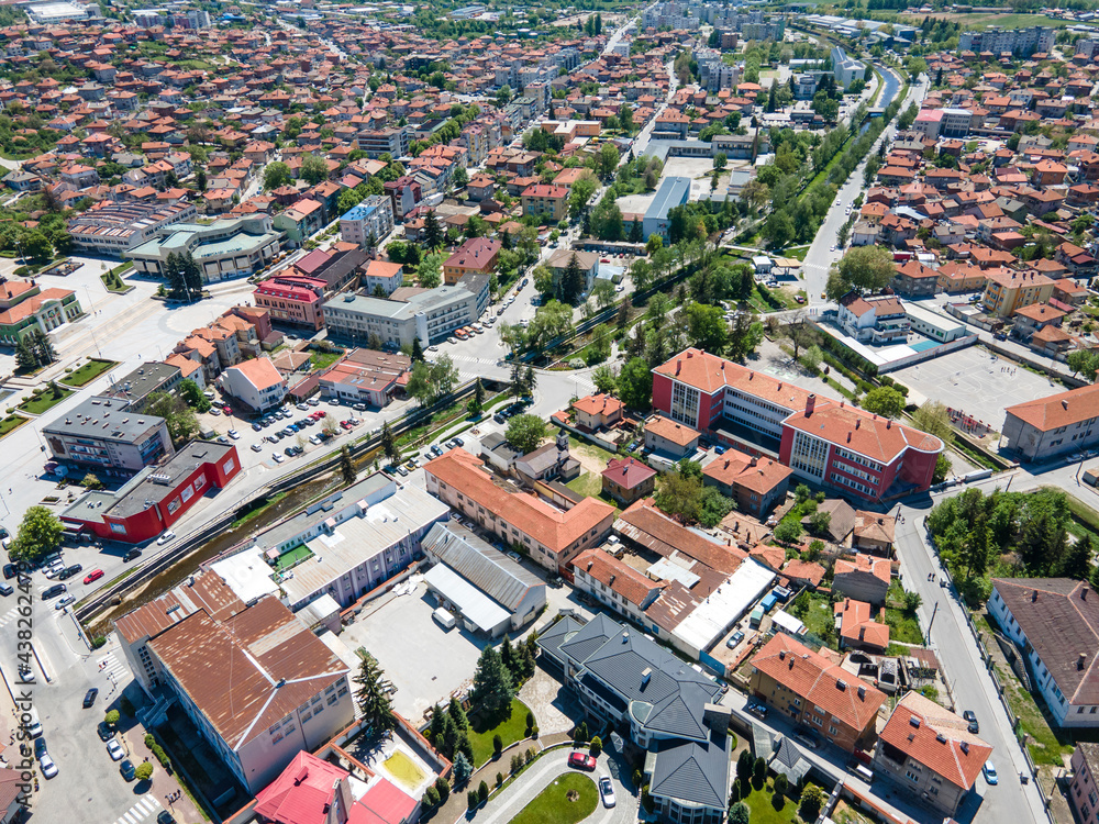 Aerial view of Historical town of Panagyurishte, Bulgaria