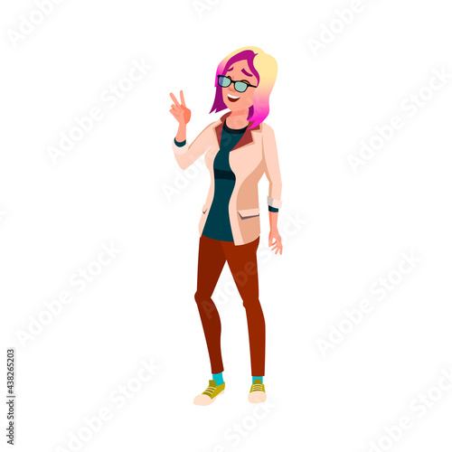 amused woman approving of work plan with art director cartoon vector. amused woman approving of work plan with art director character. isolated flat cartoon illustration