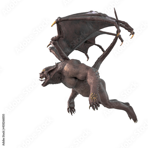 Canvas Print gargoyle is flying side view