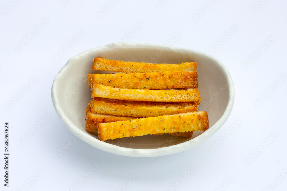 Garlic bread sticks isolated on white Garlic bread sticks isolated on white