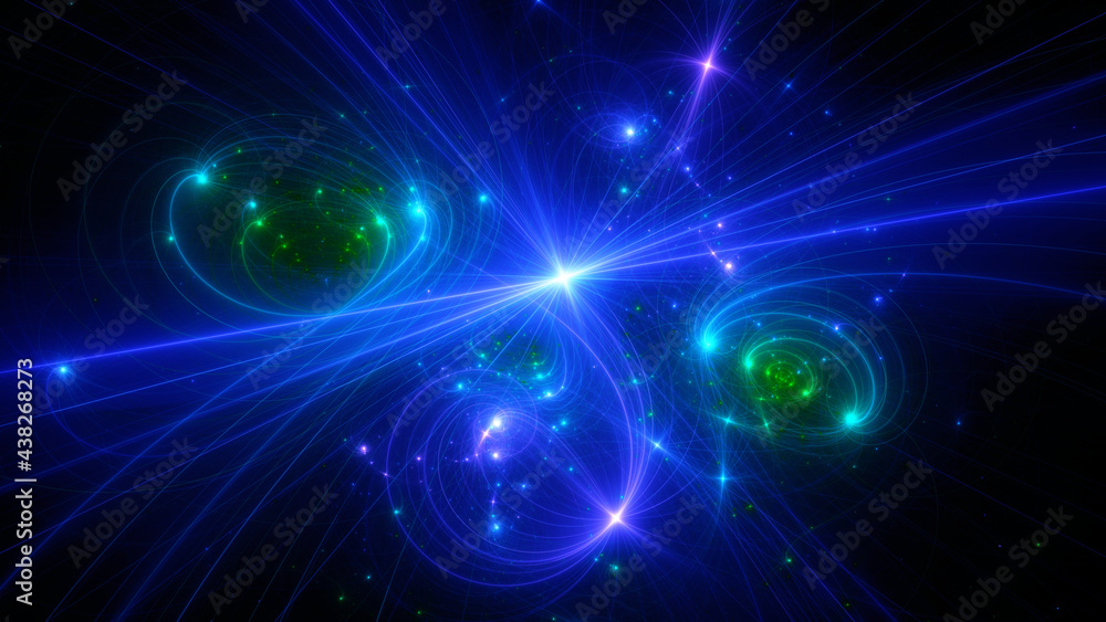 Obraz premium Abstract background, smooth multicolored lines on a black background.