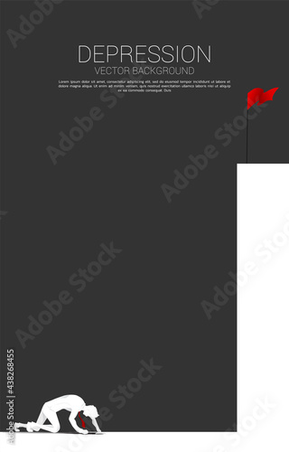 silhouette of businessman at bottom of the cliff. Concept for depression business and obstacle.