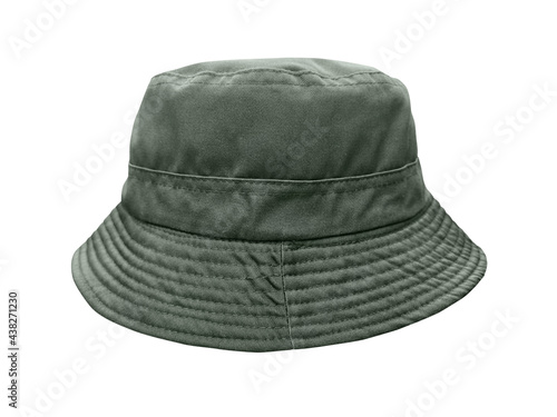 green bucket hat on a white background