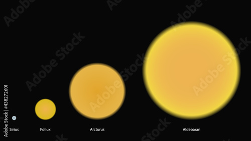 Stars sizes comparison. Comparison of different stars sizes vector design
 photo