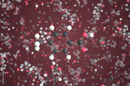 P-toluic acid molecule made with balls  scientific molecular model. Chemical 3d rendering