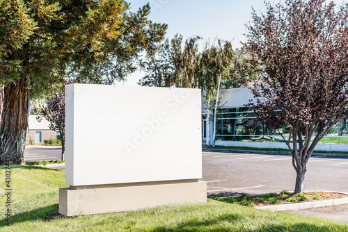 Blank company signboard in an office park in Silicon Valley; San Francisco Bay, California photo