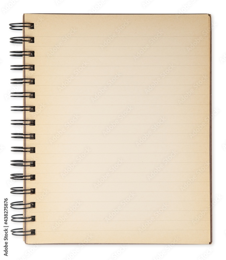 Photo of an actually old note book with faded papers, isolated on white. Photo of an actually old note book with faded papers, isolated on white.