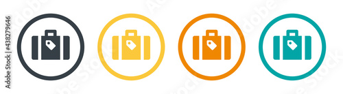 Luggage, suitcase icon set in different color. Vector illustration