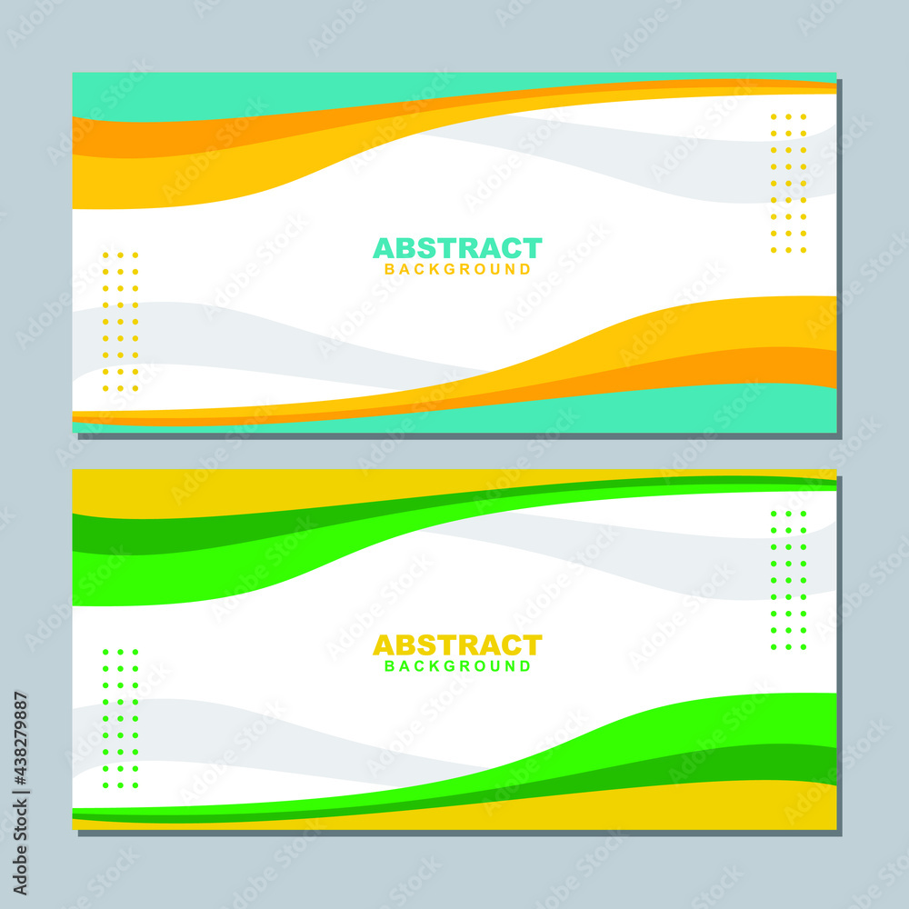 Fototapeta premium Illustration set vector of abstract white background color with yellow and green element. Good to use for banner, social media template, poster and flyer template, etc